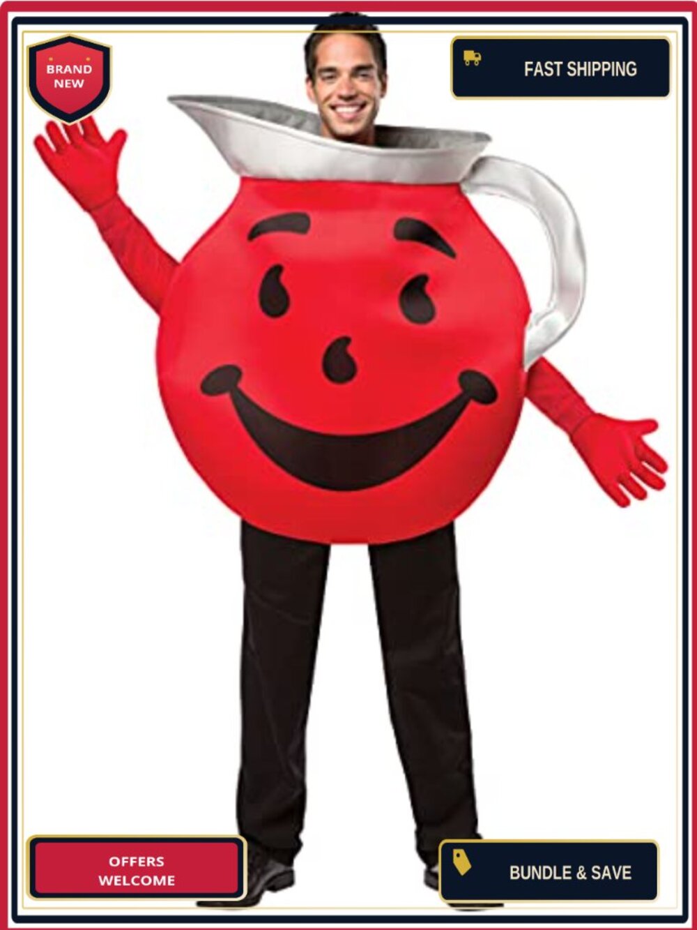 Kool Aid Guy Costume with Tunic and Gloves Adult Men